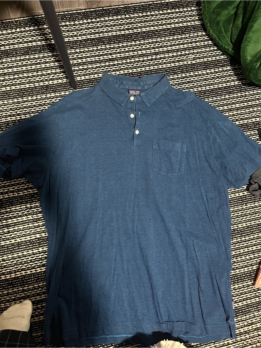 Patagonia Blue Striped Short-Sleeve Polo
